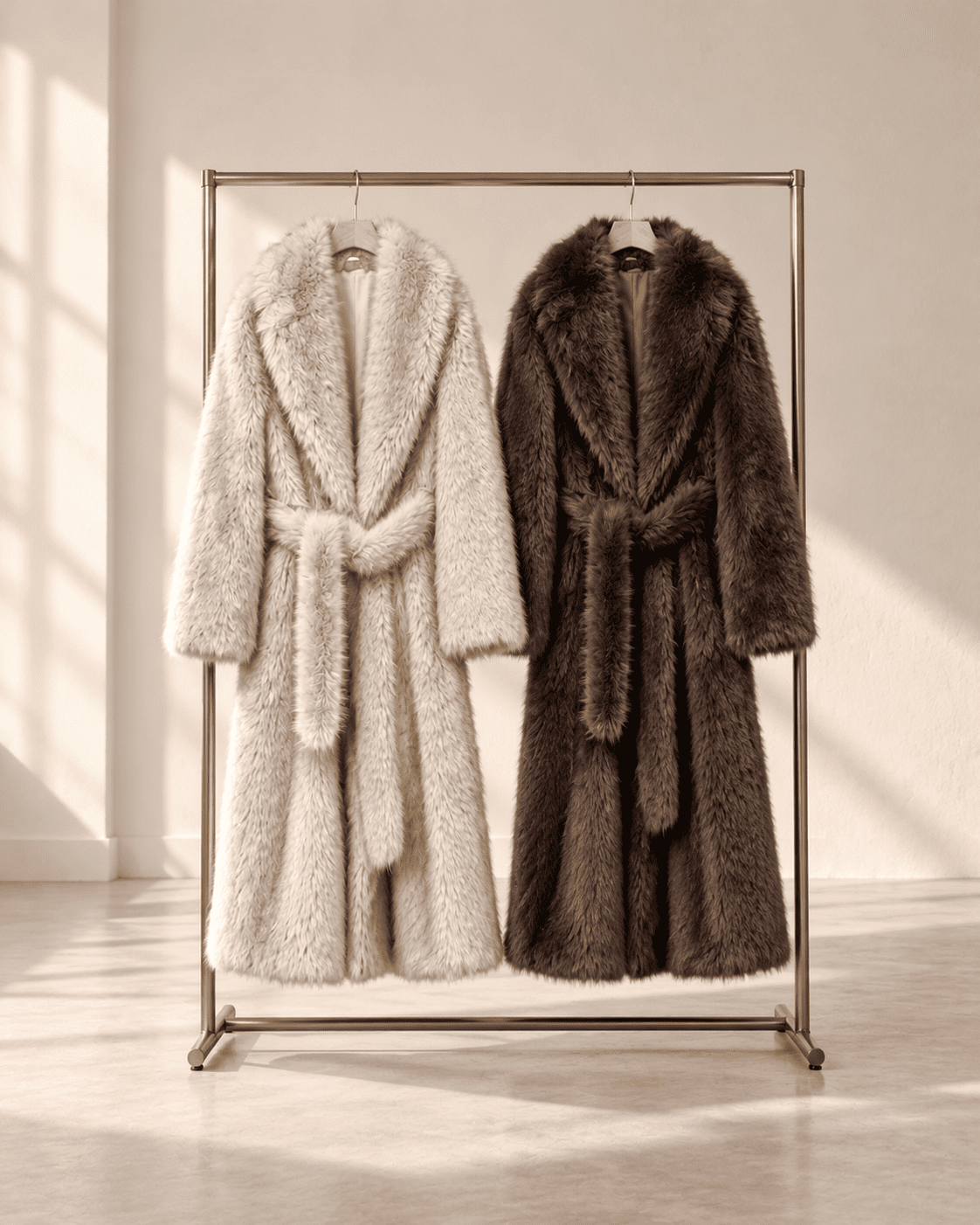 Manteaux longs en fausse fourrure, Velours Polaire