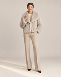 Veste Mira, veste courte en fausse fourrure beige pour femme, photo 1