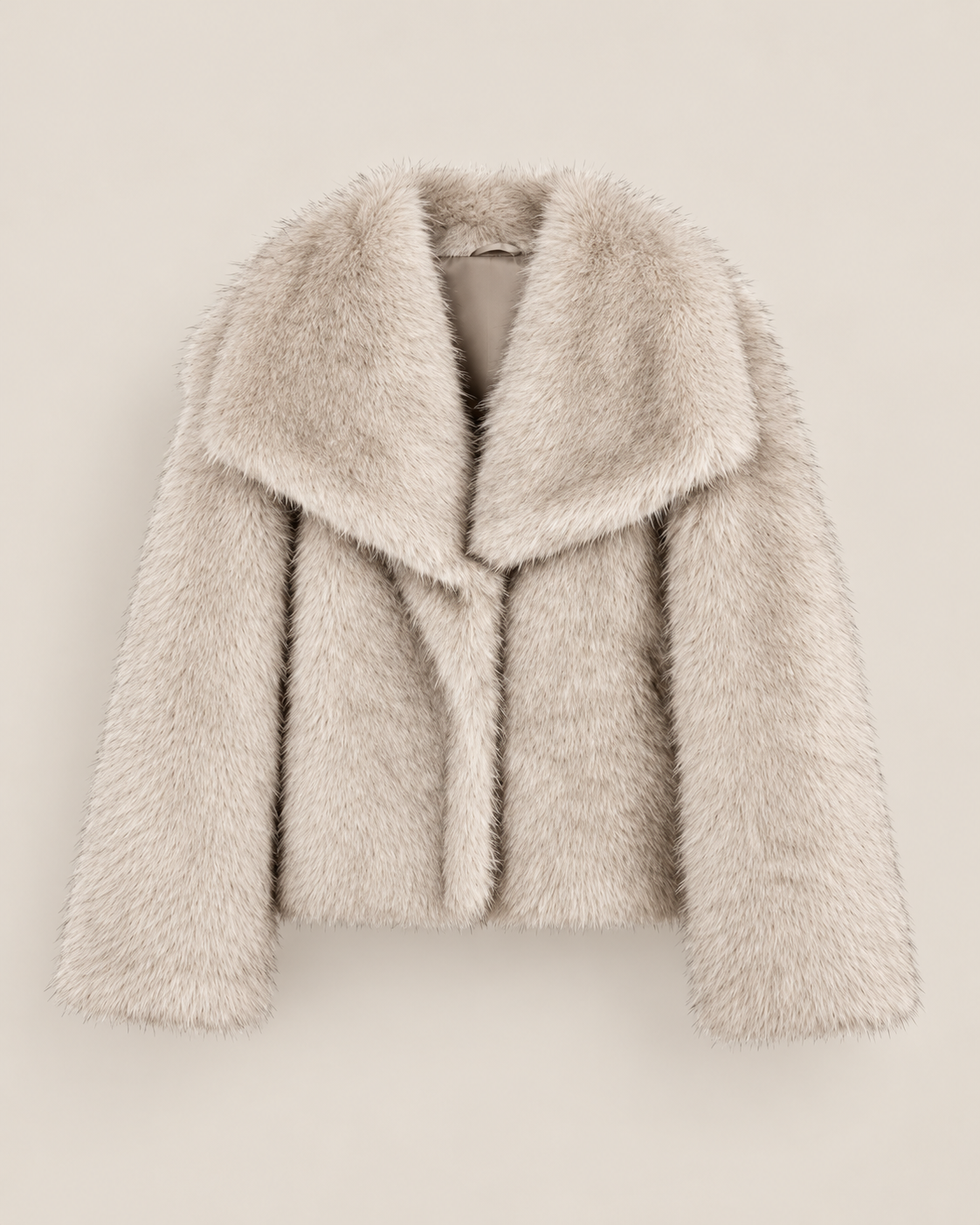 Veste Mira, veste courte en fausse fourrure beige pour femme, photo 2