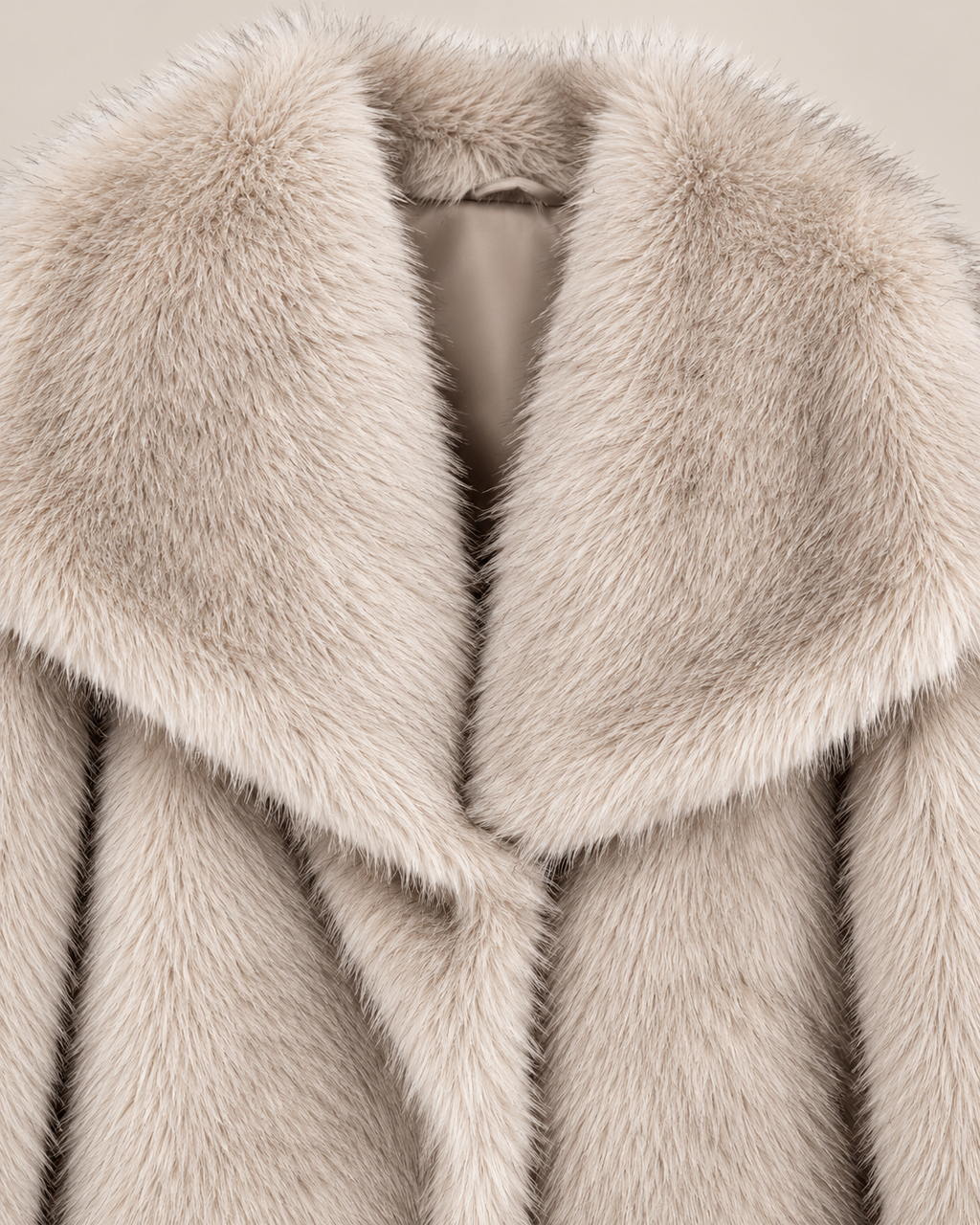 Veste Mira, veste courte en fausse fourrure beige pour femme, photo 4