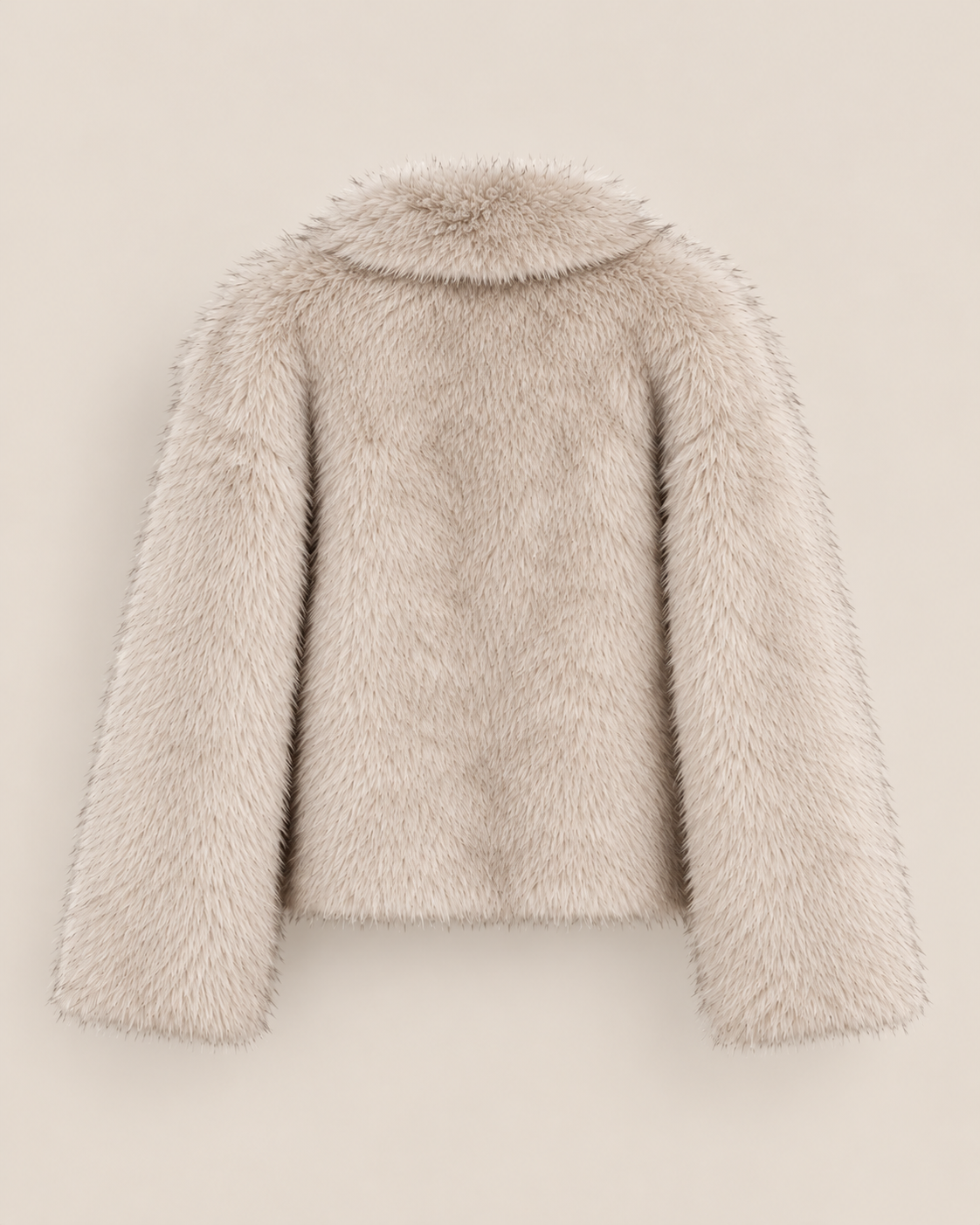 Veste Mira, veste courte en fausse fourrure beige pour femme, photo 5