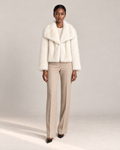 Veste Lyra, veste courte en fausse fourrure blanche pour femme, photo 1