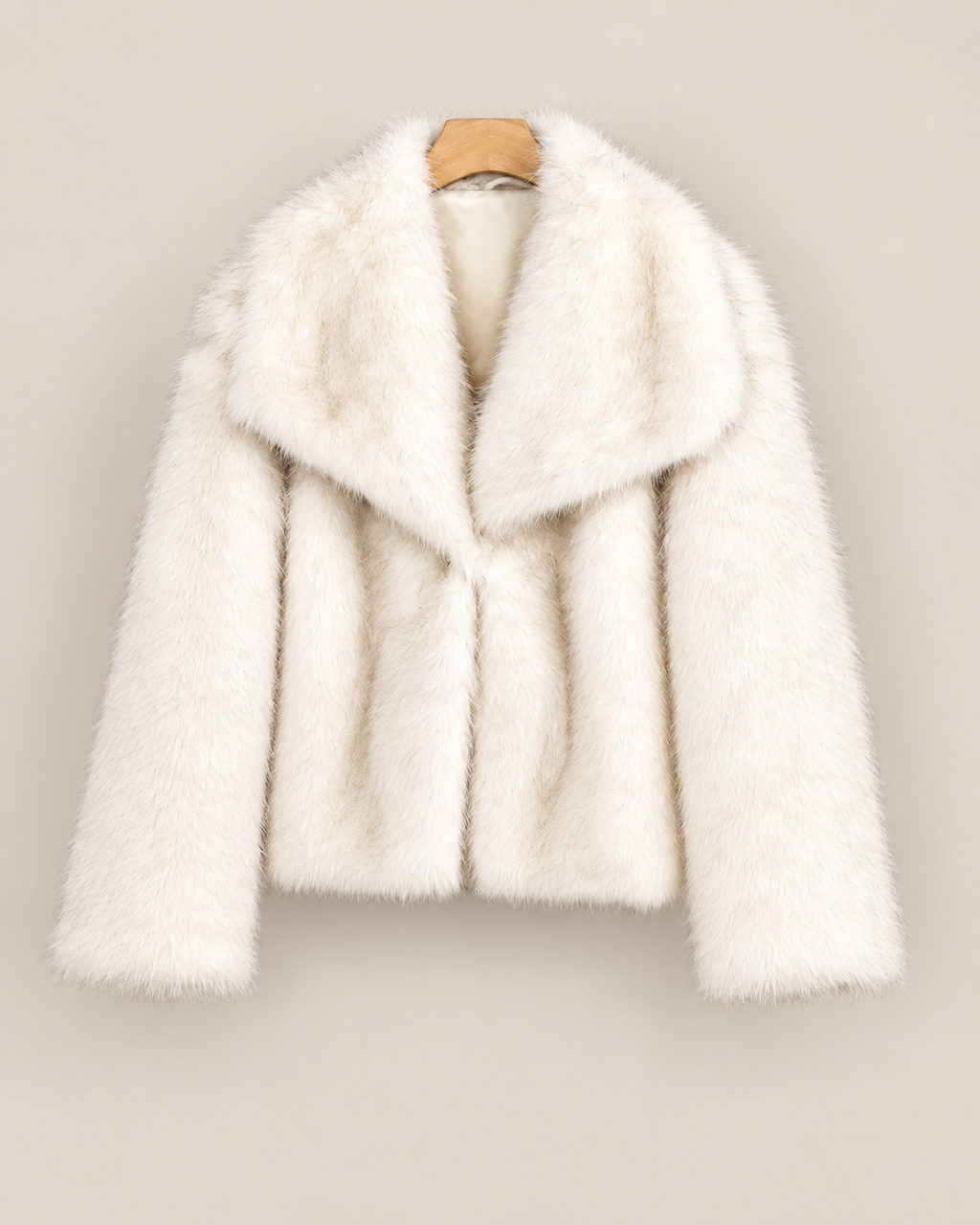 Veste Lyra, veste courte en fausse fourrure blanche pour femme, photo 2