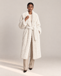 Manteau Cassiopée, manteau long en fausse fourrure blanche pour femme, photo 1