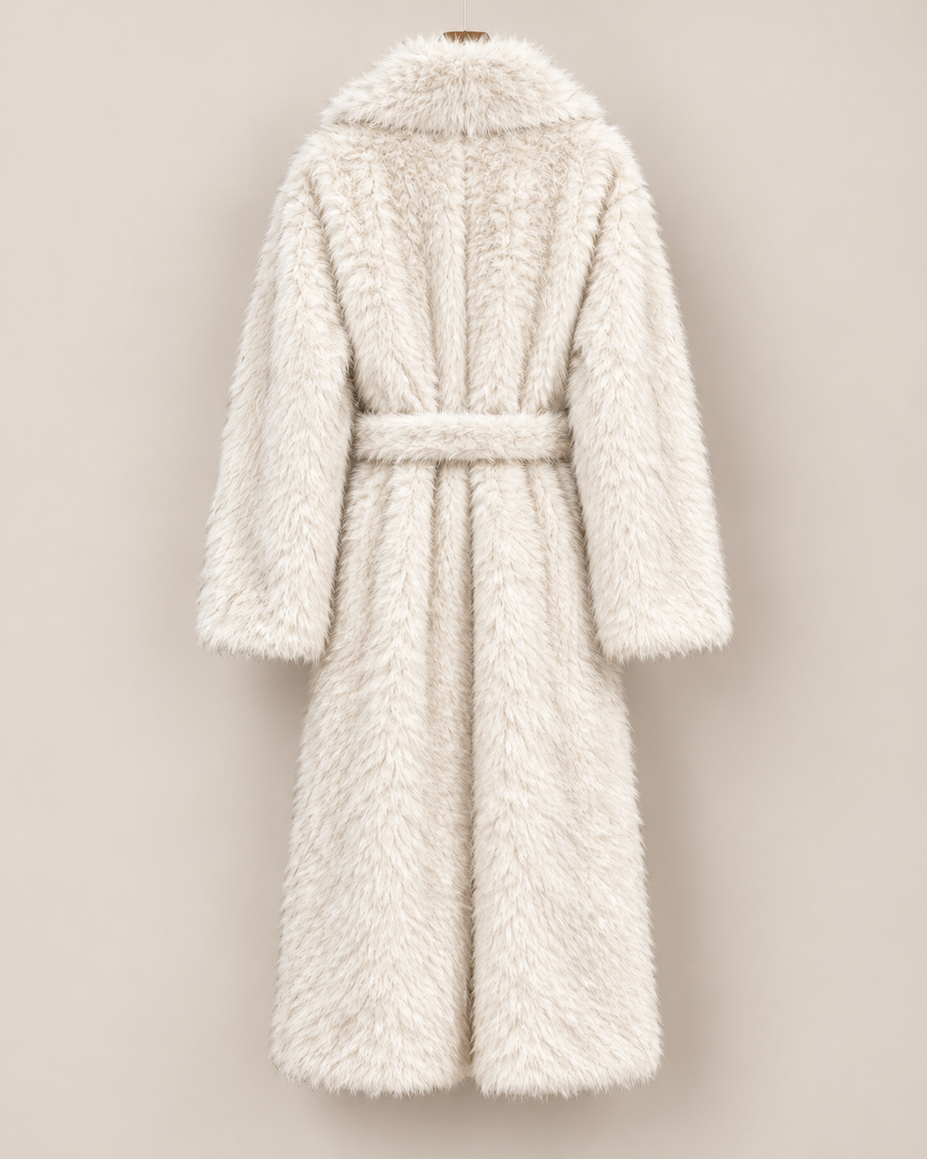 Manteau Cassiopée, manteau long en fausse fourrure blanche pour femme, photo 5