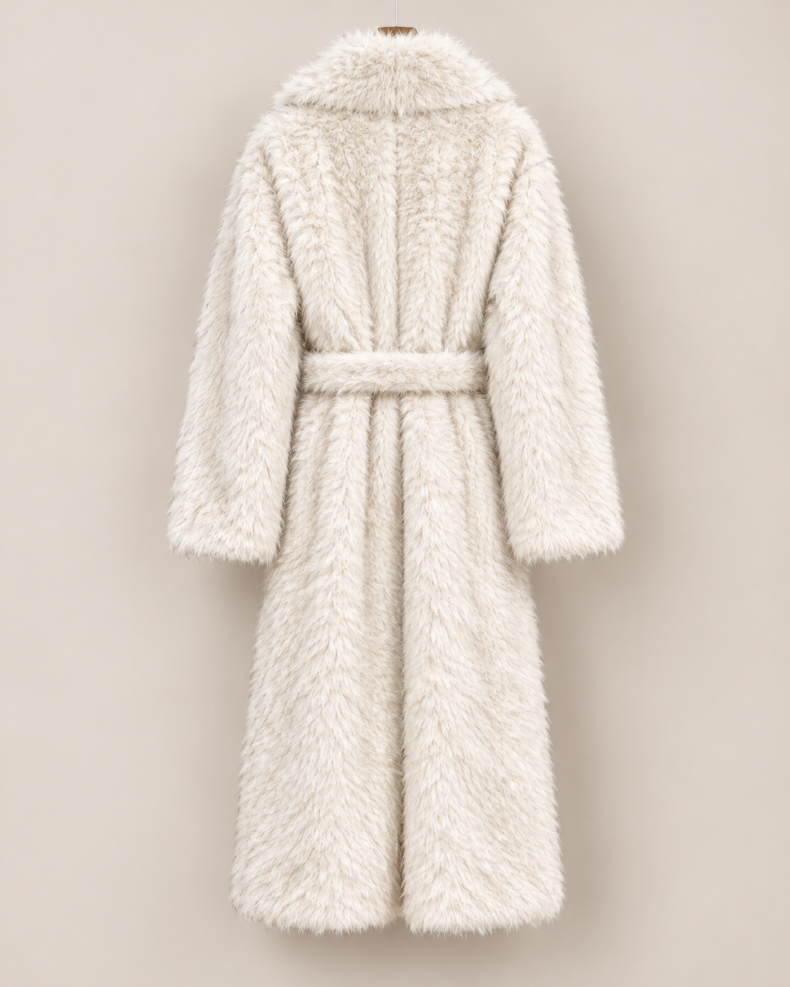 Manteau Cassiopée, manteau long en fausse fourrure blanche pour femme, photo 5
