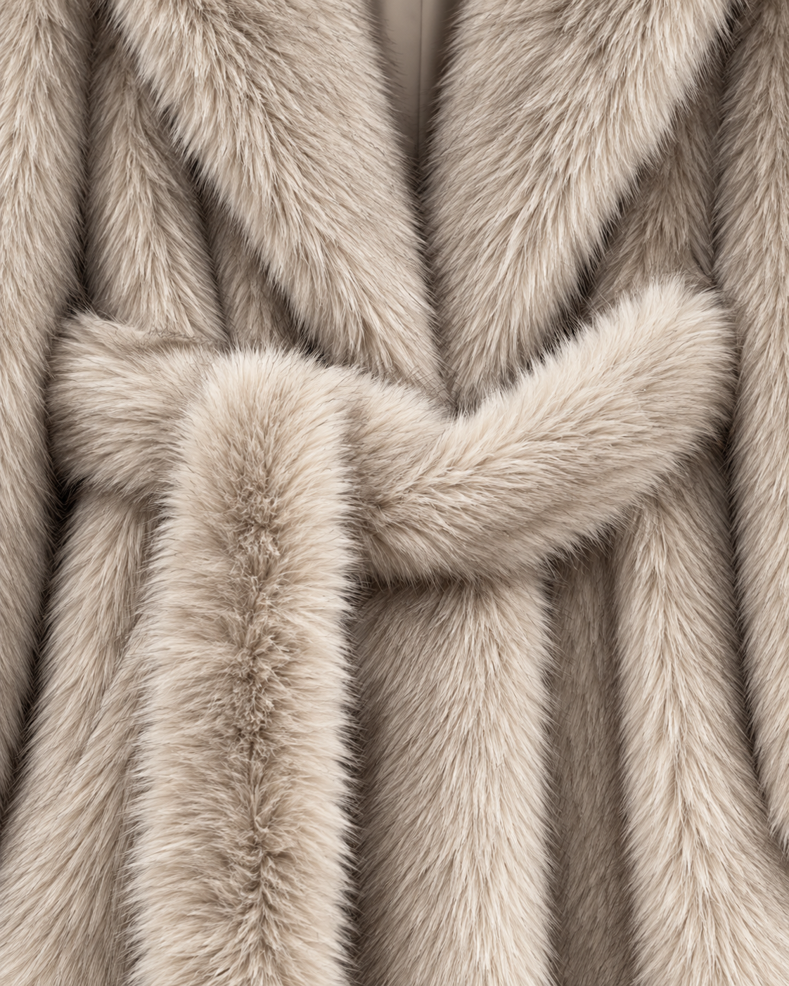 Manteau Andromède en fausse fourrure, ceinture nouée à la taille