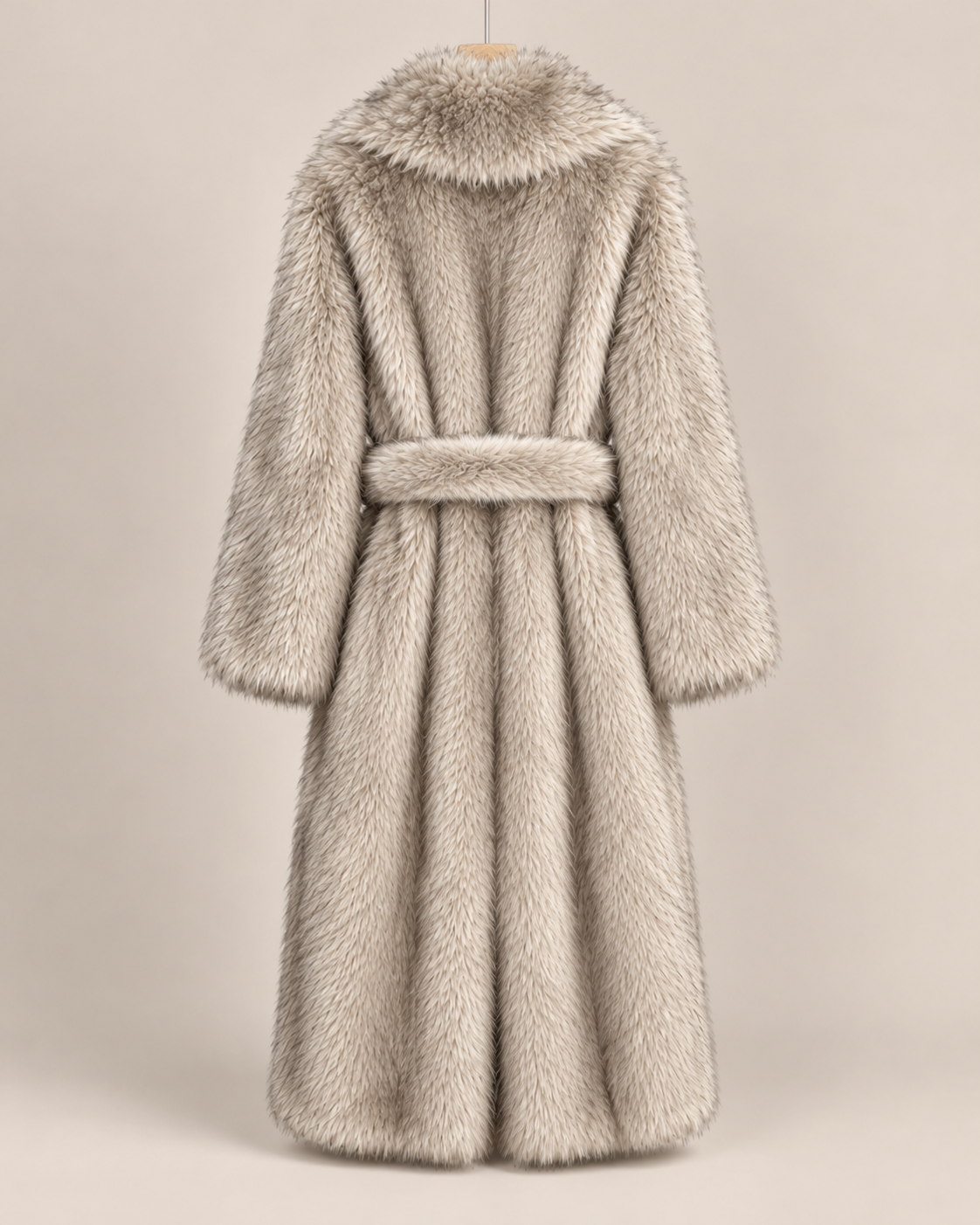 Manteau long en fausse fourrure Andromède, vue de dos